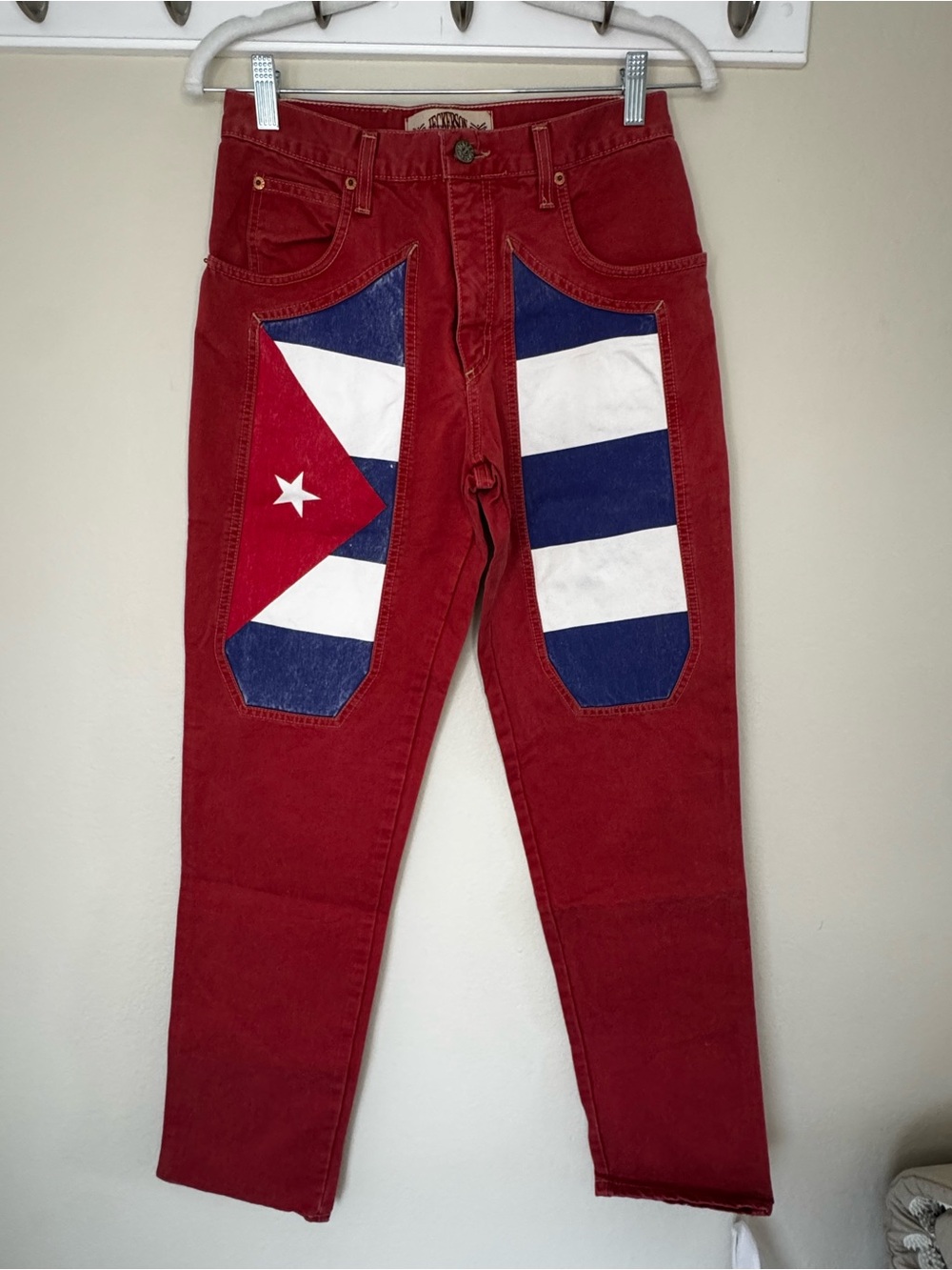 Jeckerson Red Patchwork Star Detail Jeans